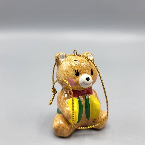 Vtg Enesco Hand Painted Christmas Ornaments Set Of 7 Teddy Bear Rocking Horse - Picture 5 of 10